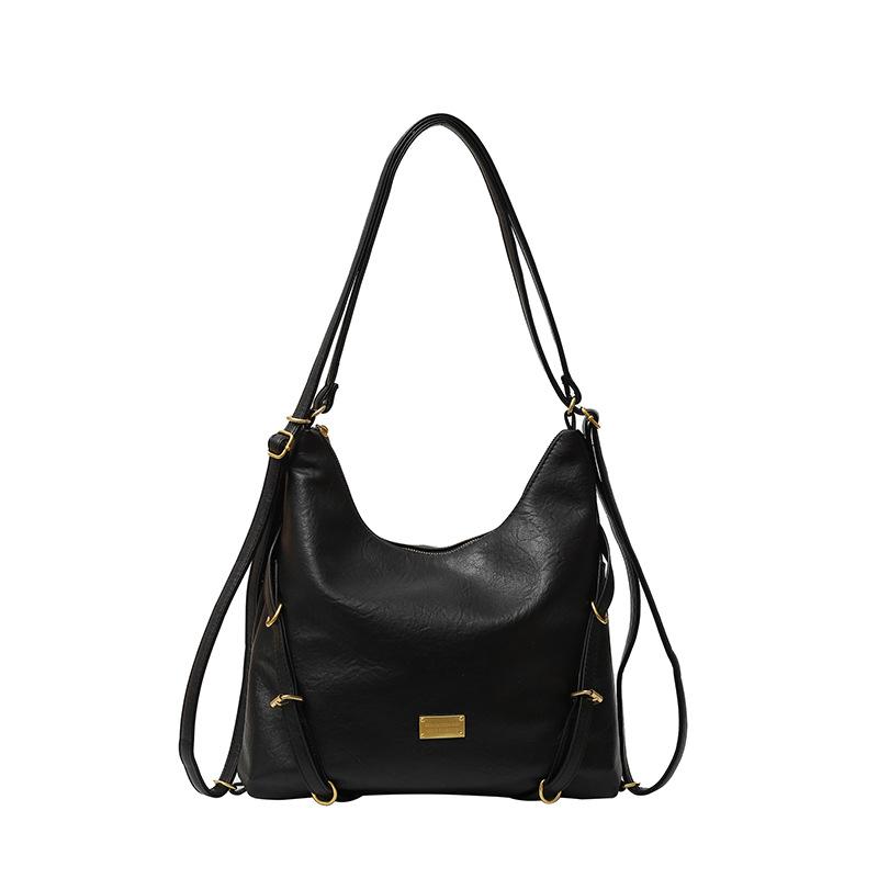 

Retro tote bag autumn new trendy fashion shoulder back large capacity multi-functional texture commuter shoulder bag чёрный