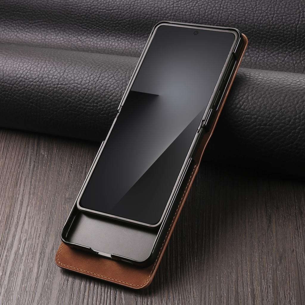 Custodia a Flip in Pelle Lusso Retrò per Samsung Galaxy Z Flip 7 6 5 4 3 Flip7 FE Flip6 5G Flip5 Portafoglio Slot per Carte Copertura Magnetica