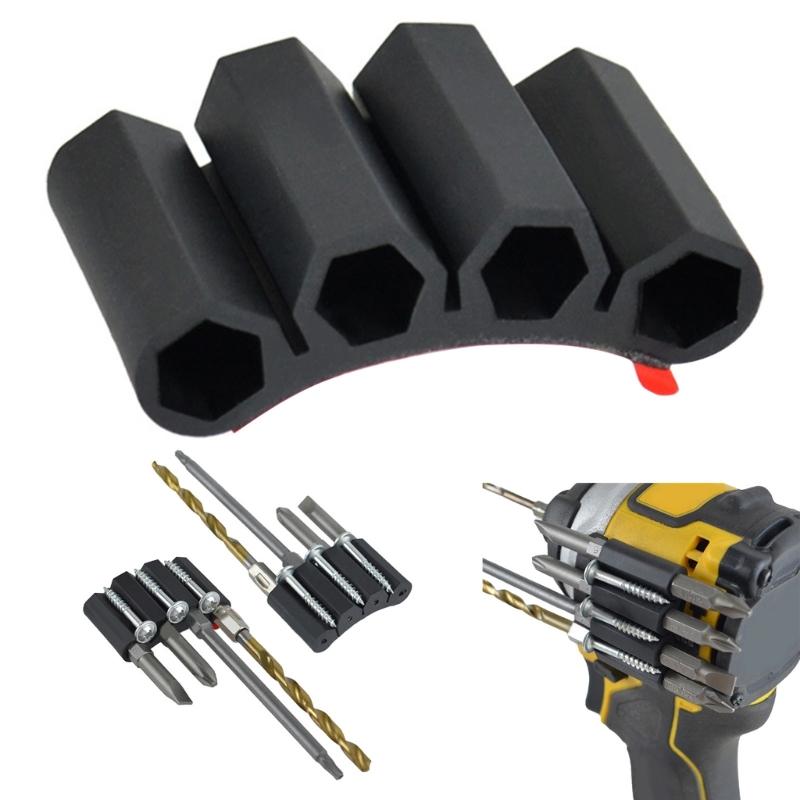 Universal Drill Bit Holder Clip Organizers for 1/4Inch Bit And Hexadecimal Socket For Power Tool Adhesive Mount