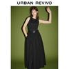 UR Women's Spliced Sleeveless A-Line Dress with Metal Buckle Belt
