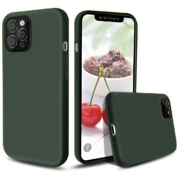 Coque pour iPhone 12 - Premium - Vert Nuit - Antichoc - Anti-dérapante - Souple
