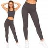Women's Ribbed Sports Leggings with High Waist Training MORAJ L/XL GRAPHITE