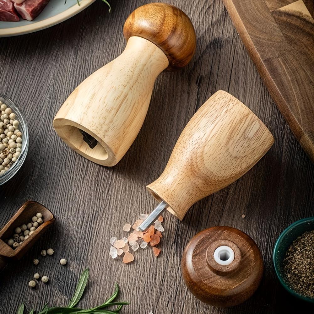 1/2 Stück Holz Salz- und Pfeffermühlen-Set Pilzform Manuelle Salz- und Pfeffermühle Einstellbare Salzmühle Küchenbedarf