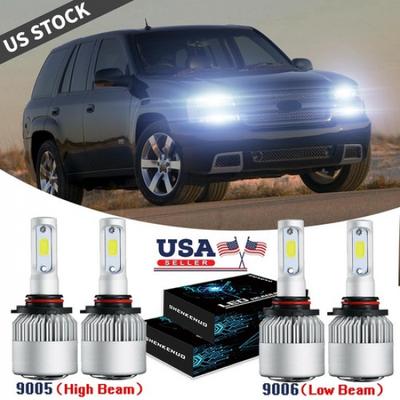 For  Trailblazer 2002-2009 Combo 4Side LED Headlight High&Low Beam 4X Bulbs