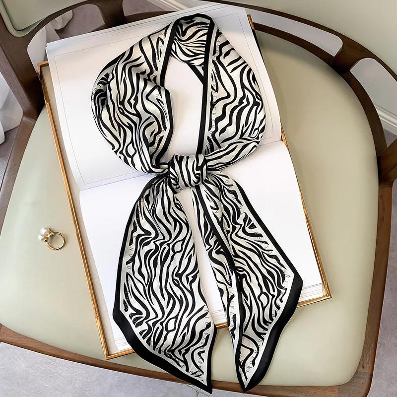 Long Silk Scarf Bag Tie Lady Neck Skinny Scarves Hairband Foulard Horse Print Brand Lady Neckerchief Ribbon  Spring New