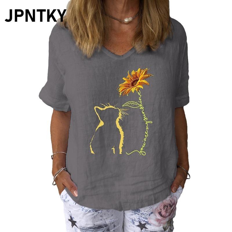 JPNTKY Women's Fashion Casual Short Sleeve V-Neck Blouses & Shirts
