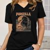 Vintage Comic Monster Tshirts for Women Dog Lovers Gifts Fashion Casual Tops Funny Animal Design Women Vneck Tshirt
