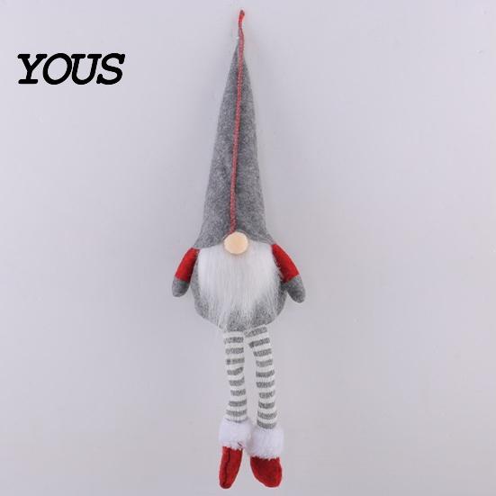 Festive Home Decor Plush Christmas Gnome Doll Decoration, Long Leg Soft Swedish Figurine, Holiday Stuffed Elf Dwarf Ornament for Tiered Tray Tabletop