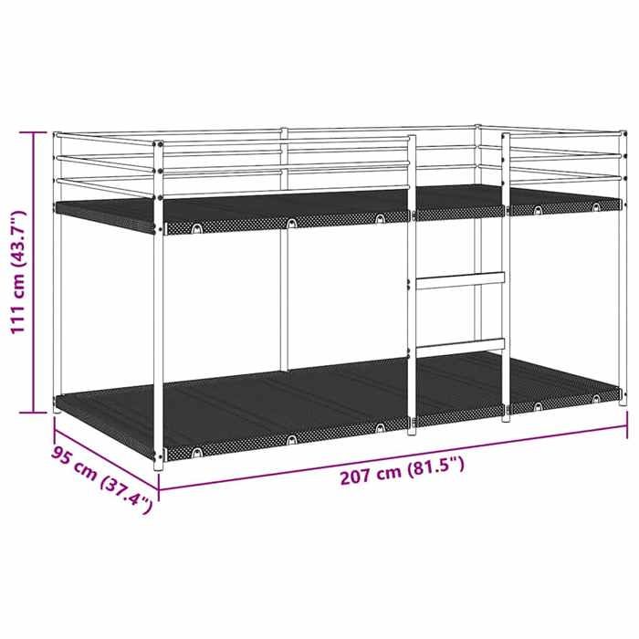 VidaXL Bunk Bed Without Mattress Black 90x200 Cm Steel, Bed Frame, Slatted Base, Bedroom Furniture, Loft Bed, 4019877