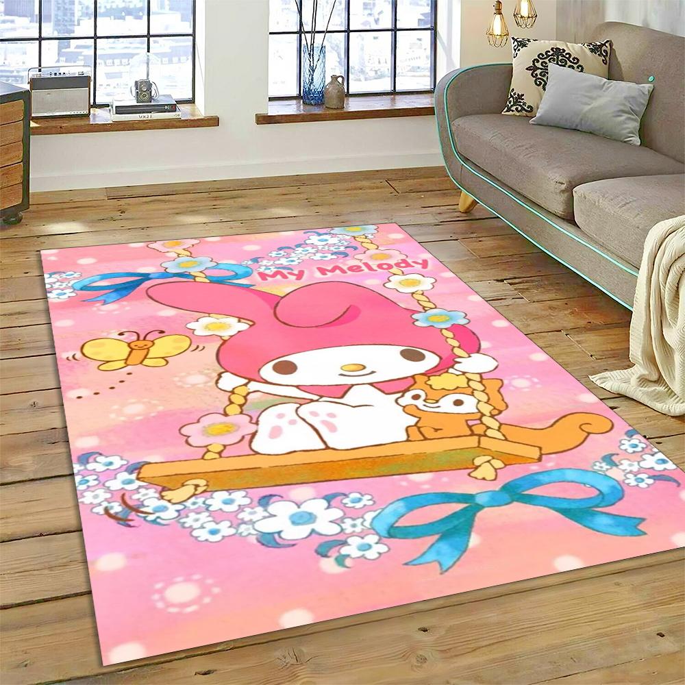 27 Style Cartoon Melody Melo Kawaii Sanrio Carpet Rug for Bedroom Living Room Home Sofa Decoration,kids Large Decor Floor Mat HD
