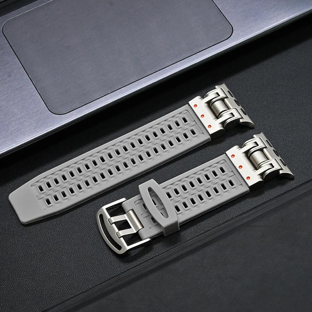 Silicone Bracelet Band for Apple Watch Ultra 2 Series 9 8 7 6 5 4 Se 3 Titanium Color Strap for Iwatch Ultra2 49mm 45mm 44 42mm