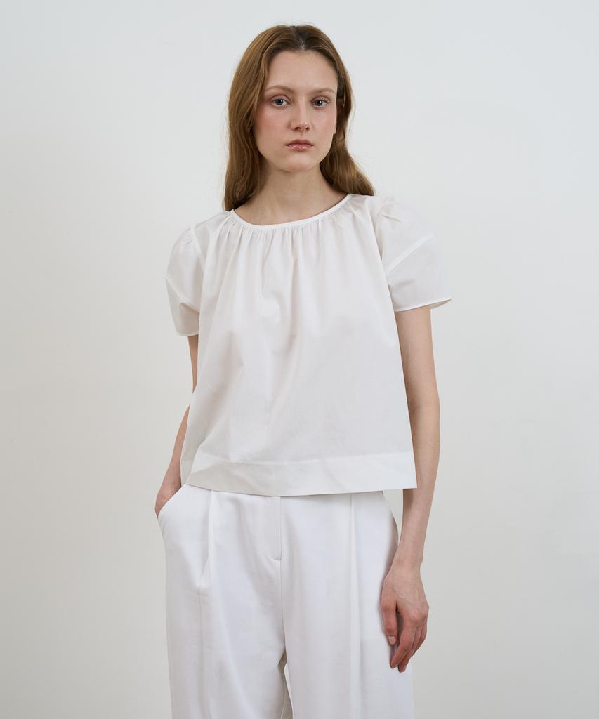 DEHEVE Volume Shirring Blouse [Ivory]