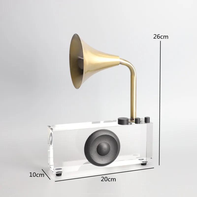 Metal Geometry Art Crystal Phonograph, Speaker, Broadcasting Machine, Model Decoration Ornament, Home Decoration Crafts