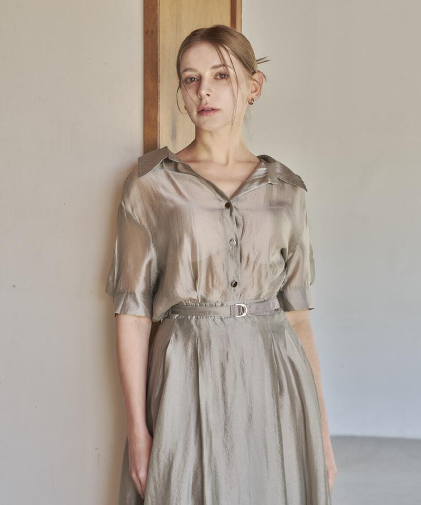 Eima Satin Open Collar Dress_3Color