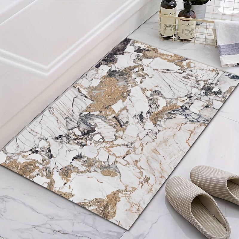 Marble Texture Bath Mat Non-slip Super Absorbent Toilet Bathroom Floor Rug Living Room Porch Entrance Carpet Home Bedroom Decor