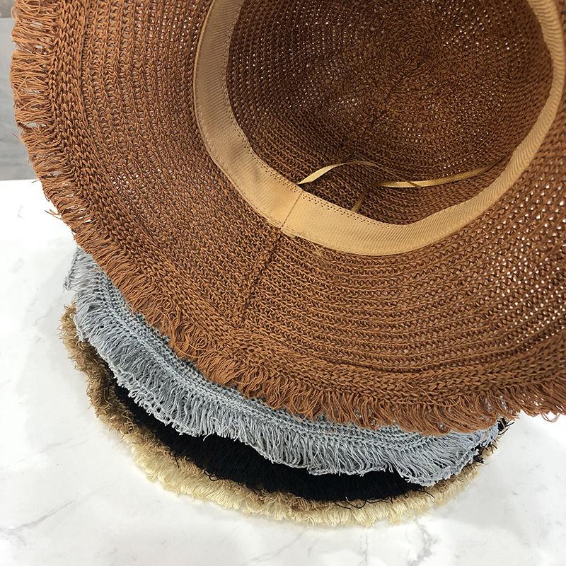 Chapeau de pêcheur d'été pour femmes, tricoté à pompons, voyage, protection solaire, polyvalent, plage, chapeau cloche noir, chapeau d'été