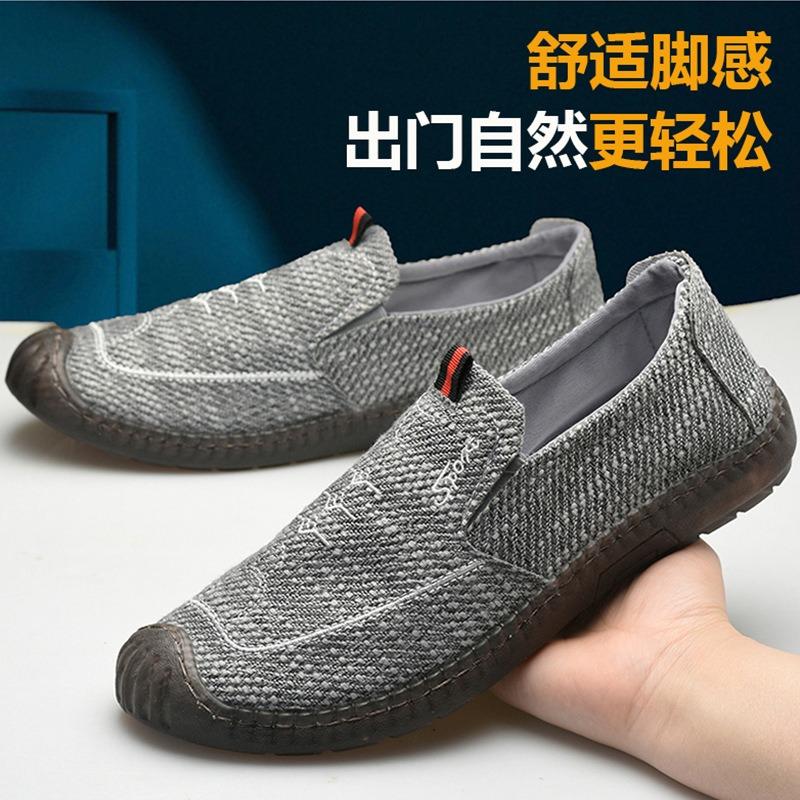 Summer cloth shoes men's handmade sole beef tendon sole non-slip one pedal casual breathable medium and old shoes