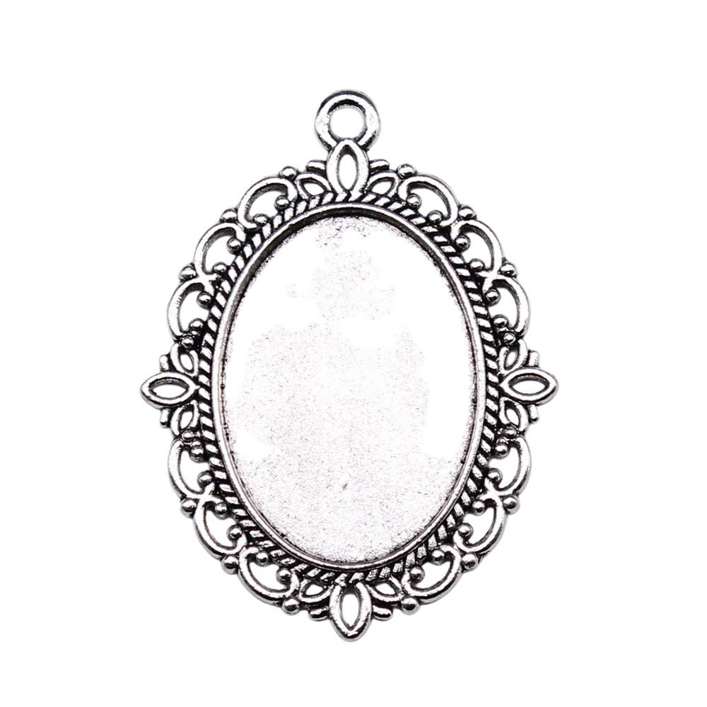 10 Stück 18x25mm Innenmaß Antik Silber Plated 31 Stile Cameo Cabochon Basis Fassungen Anhänger Halskette Zubehör