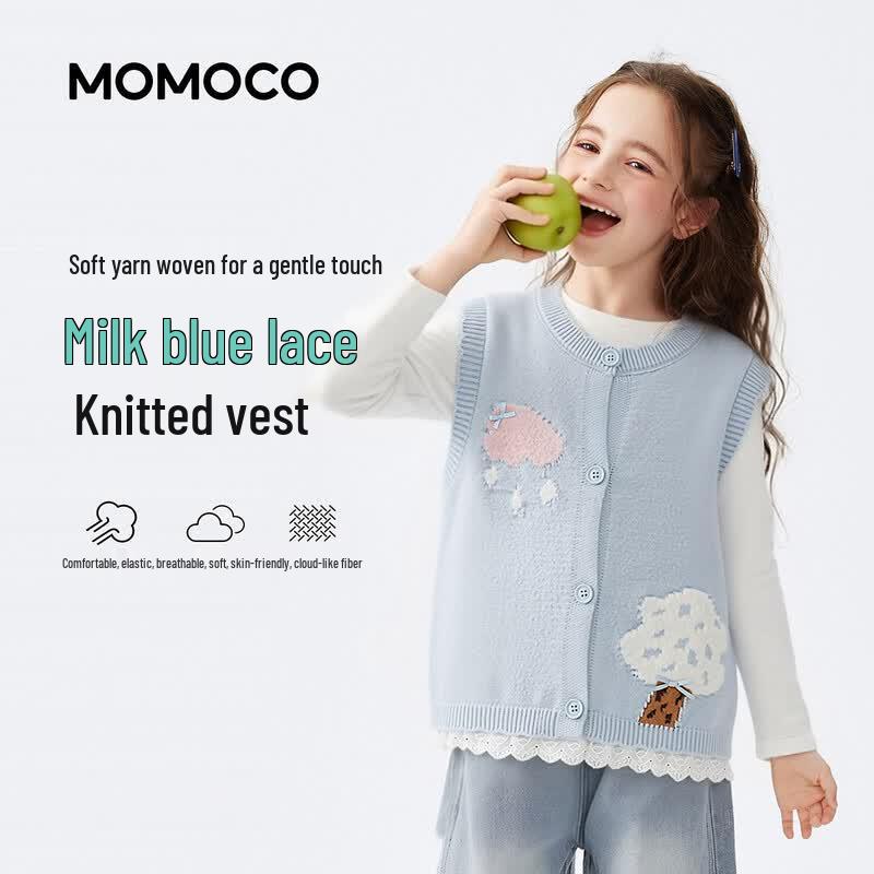 Девочковый сладкий вязаный жилет MOMOCO 110