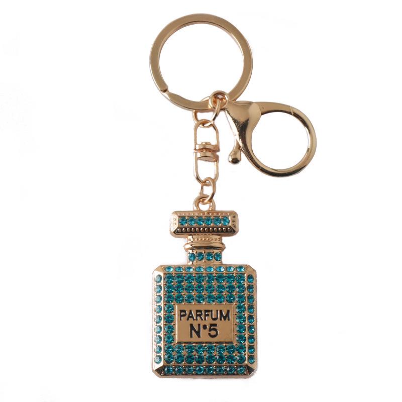 Korean Crystal Perfume Bottle Keychain - Women's Car Accessory & Bag Pendant