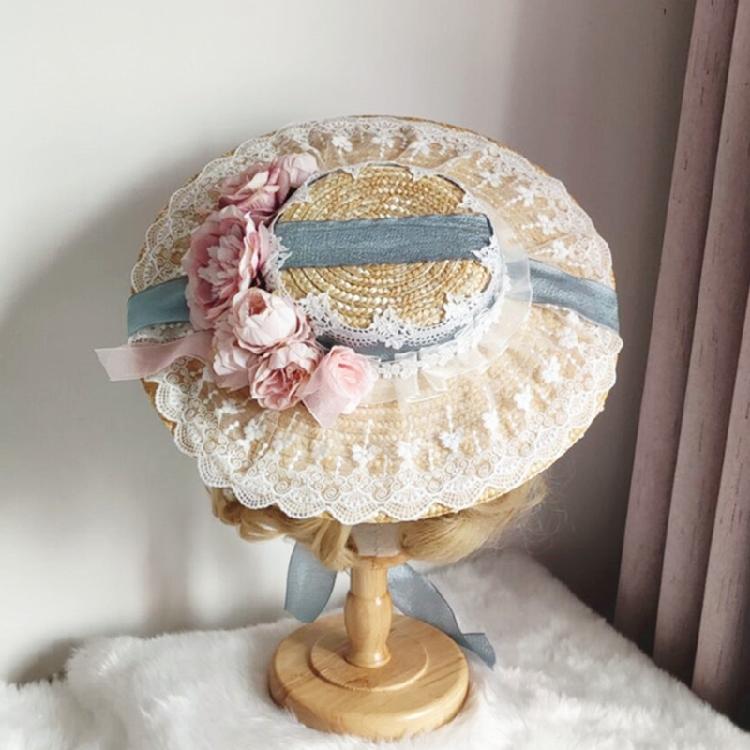 Lolita Headdress Elegant Tea Party Straw Hat Sweet Flower for Sun Hats for Women