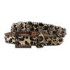 Leopard Print Women's Belt with Skull Design and Rhinestone Pin Buckle - Hip Hop Nightclub Style