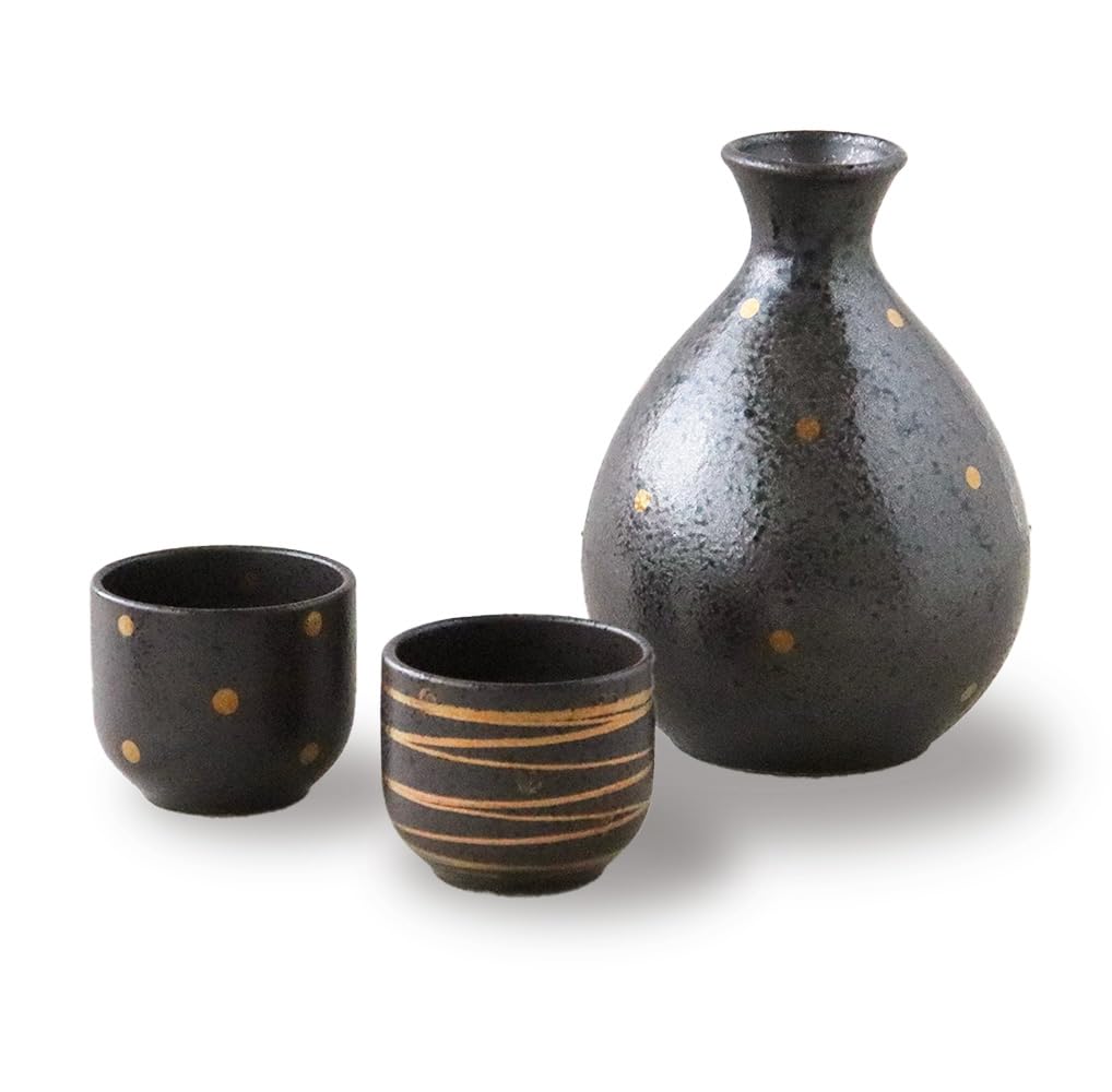 Awasaka Sake Bottle and Cup Set, Microwave and Dishwasher Safe, Gift Set, SK88-Y08