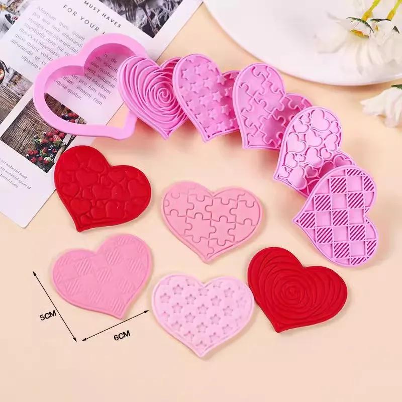 Valentine's Day Love Heart Biscuit Cutter Mould DIY Baking Fondant Icing Frosting Cookie Embosser Mold Cake Decorating Tools