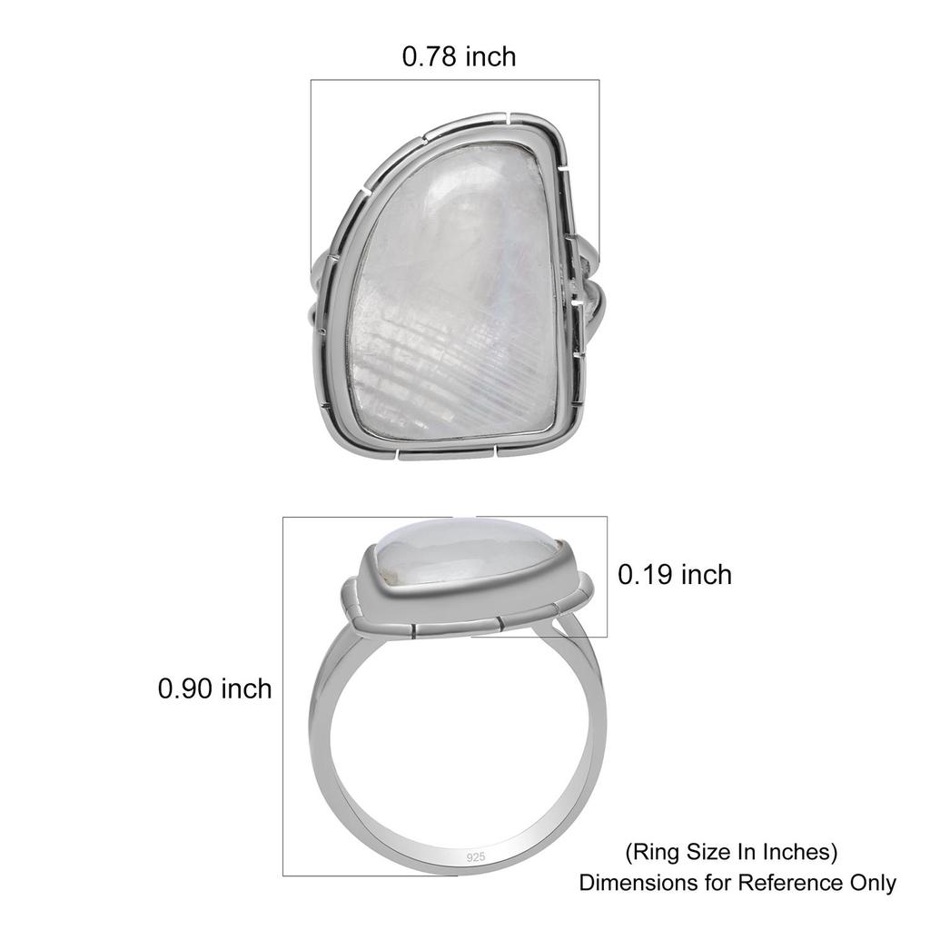 Natural Moonstone 925 Sterling Silver Handmade Spilt Shank Tringle Shape Gemstone Ring For Women & Girls