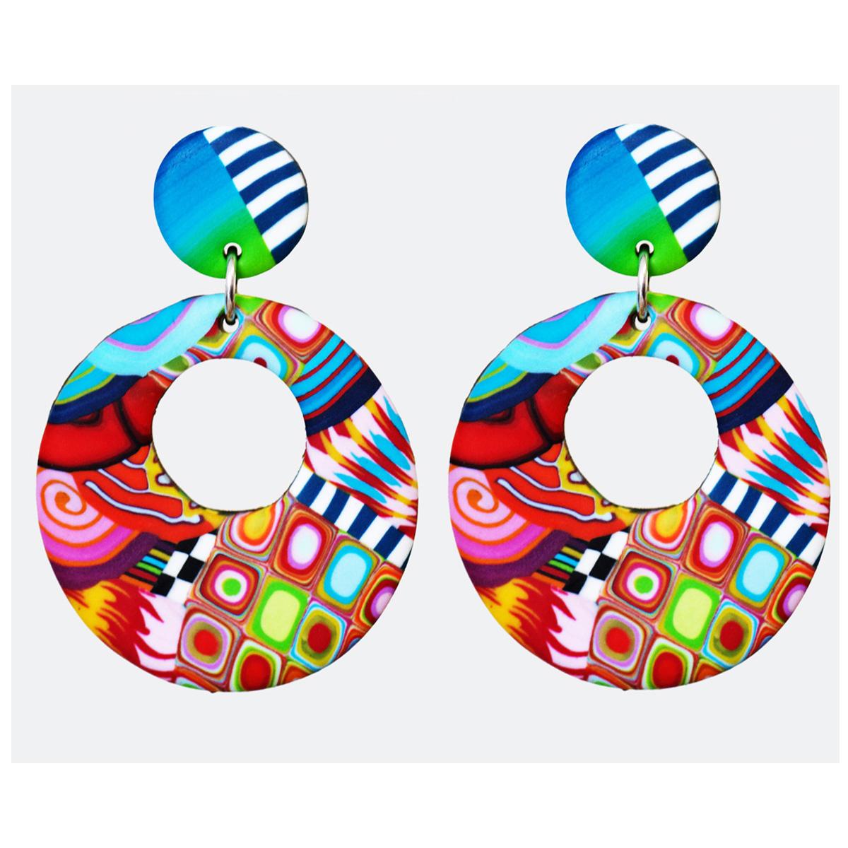 

Les Trésors De Lily [R6474] — Разноцветные клипсы ручной работы «Колумбина и Арлекин» — 55x38 мм