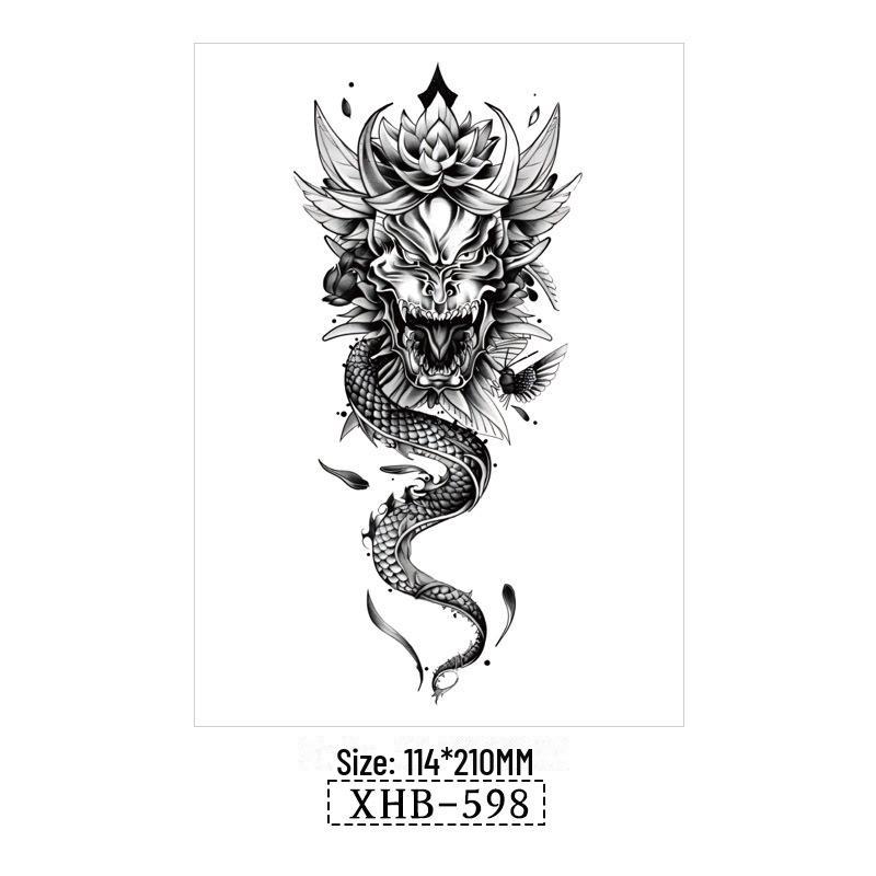 

Водонепроникні Чорні Тату-наклейки на півруки з тваринами 114*210MM