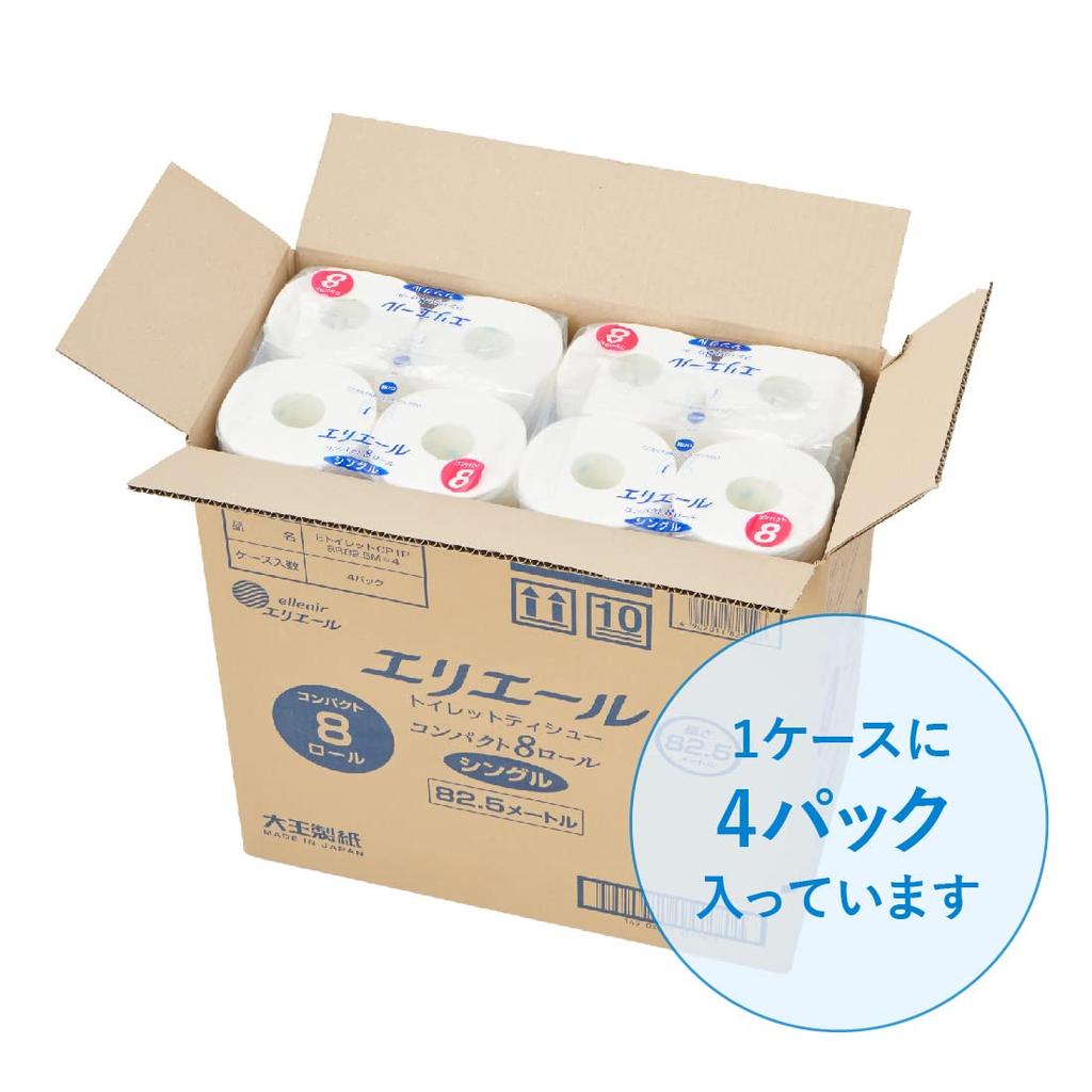 Elleair Toilet Paper Times Roll X 32 Rolls Rolls X 4 Single Pulp Relaxing Scent Limited Case 1.5 82.5m (8 Packs) 100% [Half Case] [EC Quantity]