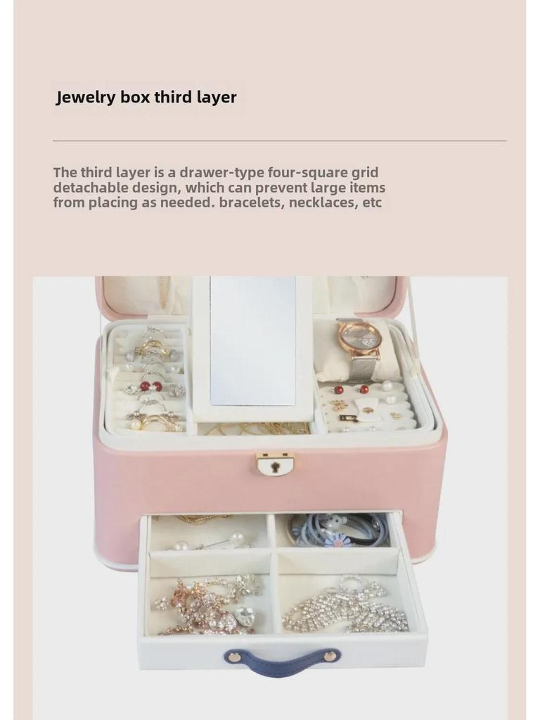 Three-Layer Large Household Jewelry Drawer: Multi-Layer Storage Box with Double-Layer Capacity