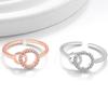 Minimalist Fashion Double Interlocking Rings Linked Index Finger Ring For Women Stylish Simple Band Jewelry