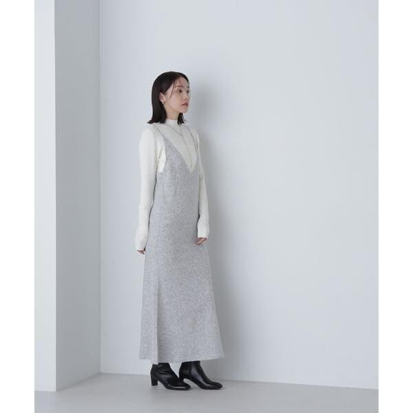 Beauty Casual Dress Knit Cami Dress Set for Blue X Charcoal [Natural Basics] Women,