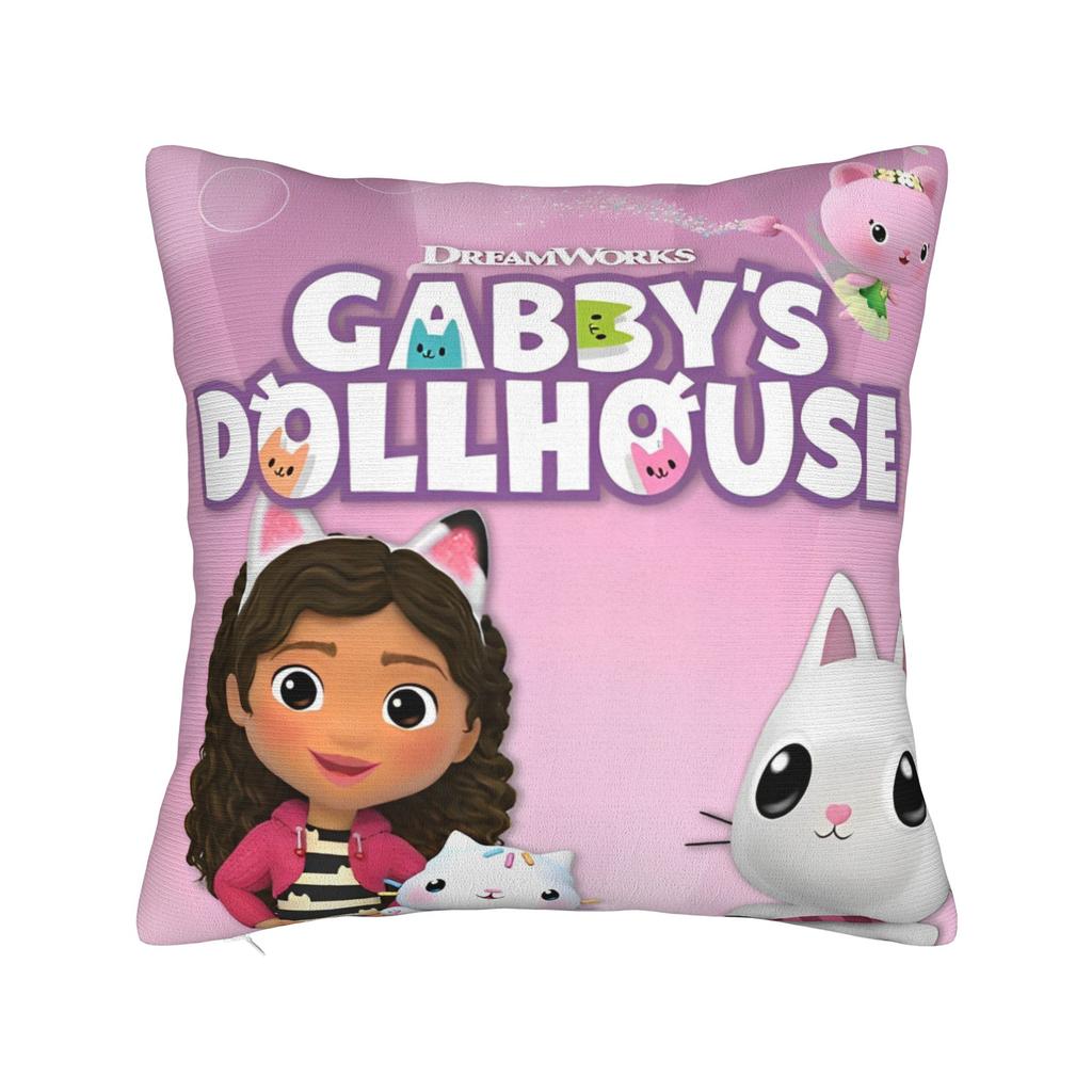 Gabby Dollhouse Cartoon Pillowcase Polyester Cushion Cover Decorative Cute Animals Pillow Case Cover Home Square 45X45cm