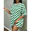 3D Printed O Neck Short Sleeved T-shirt Women's Tops Summer Fashion Striped Pattern Plus Size T-shirts