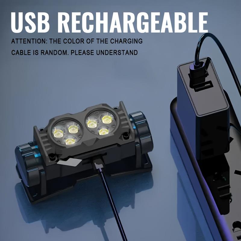Multifunksjonell magnetisk bærbar arbeidslykt oppladbar hodelykt med 3-trinns justering for utendørs camping, løping og fiske