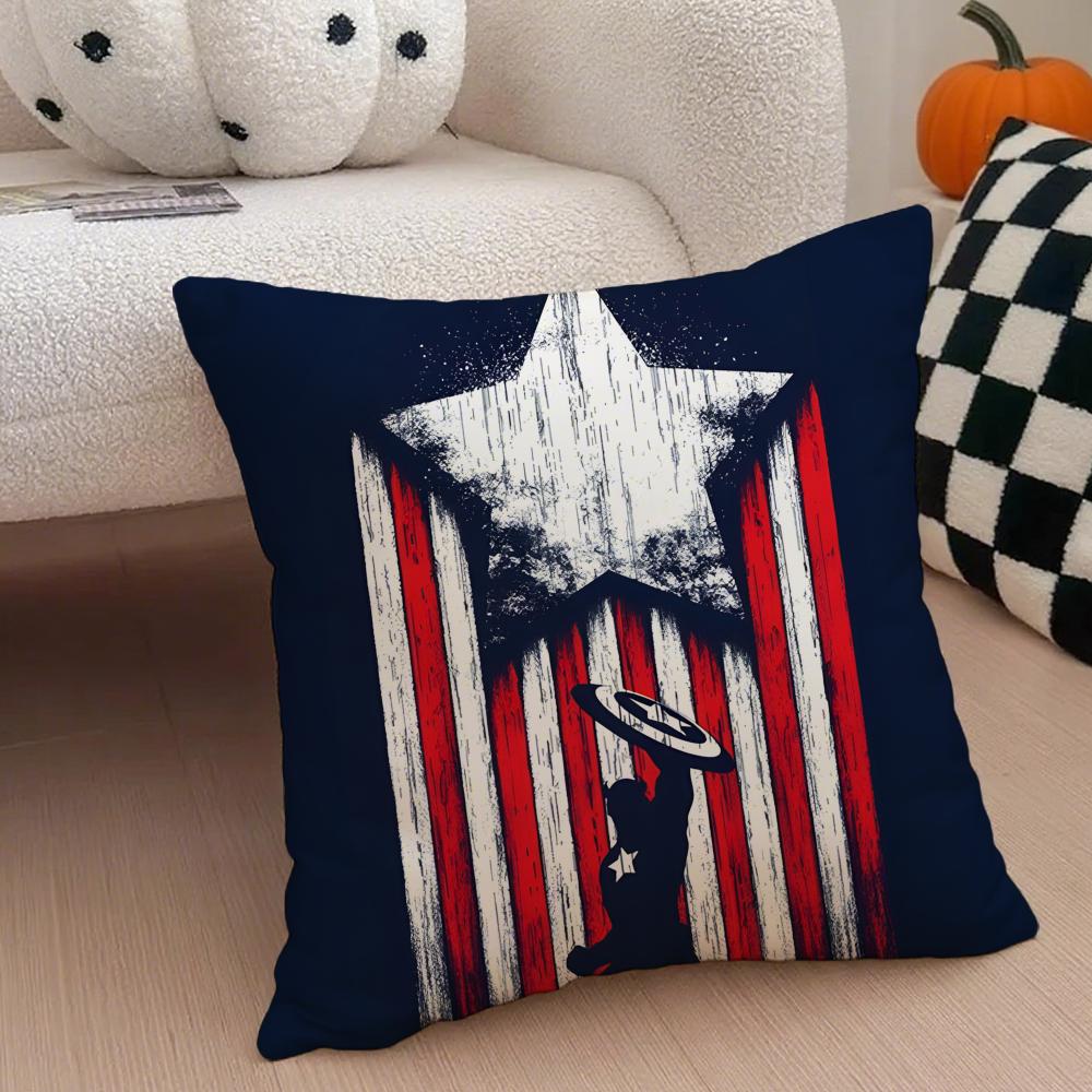 CCaptain America Cushion Cover Linen Pillow Case Soft Breathable Protective Couch Room Decoration