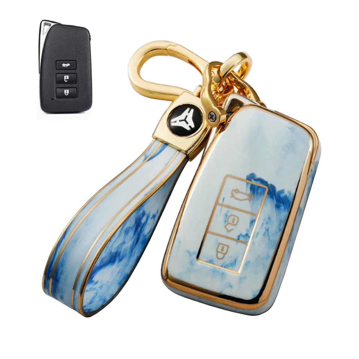 

Ключ Lexus Ключ Царапина и Падение Мрамор Ультра Легко для LEXUS NX 20 10 RX IS GS RC RC F LX 3 Кнопки [BAGOOD] Чехол, Держатель, Предотвращение, Узор, ТПУ, синий