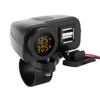 Motorcycle Dual USB Voltmeter Charger MultiFunction Temperature Meter with Waterproof Cover