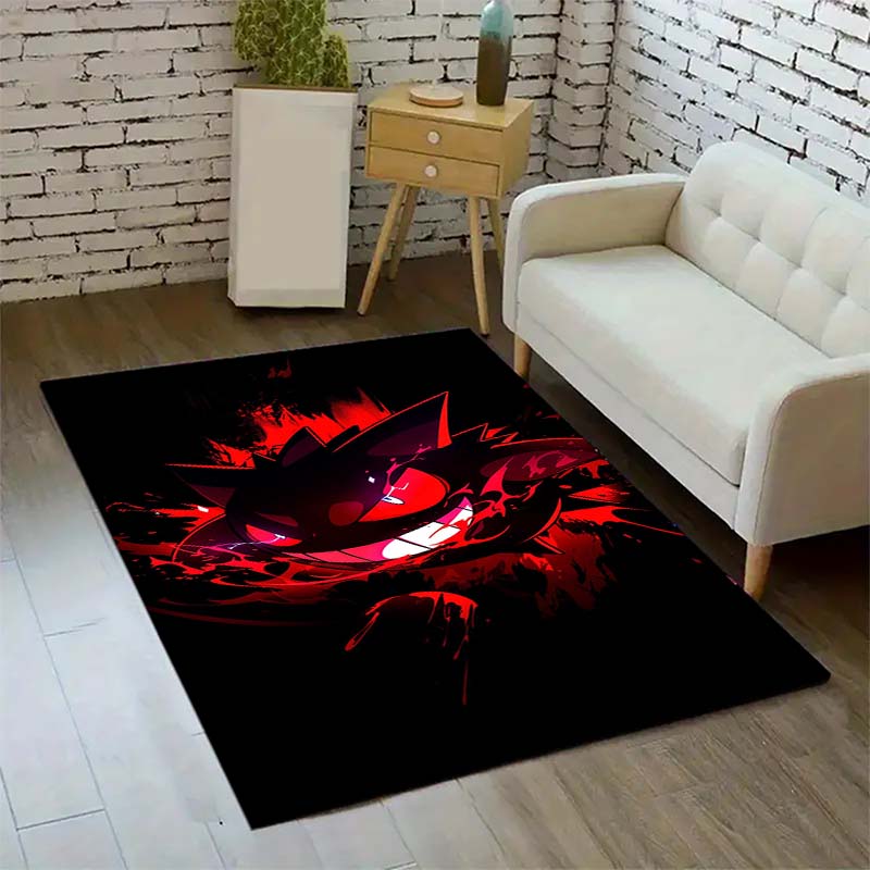 Gengar Printed Area Rug Cartoon Ghost Pattern Non-Slip Floor Mat Soft Carpet for Bedroom Living Room Decor