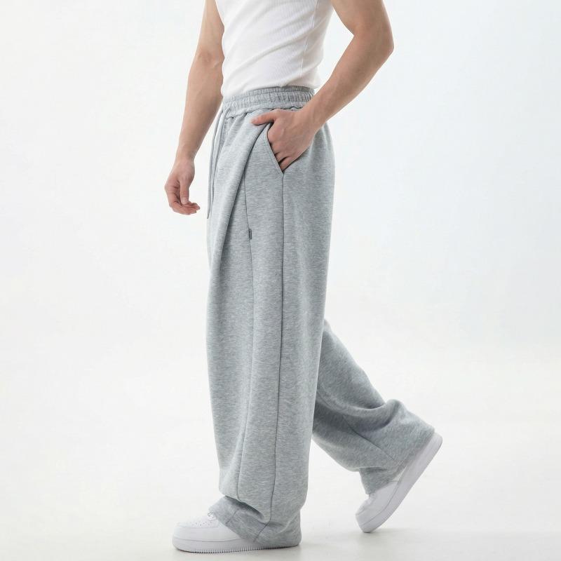 Mens Loose Split Spliced Draping Casual Sports Long Sweat Pants
