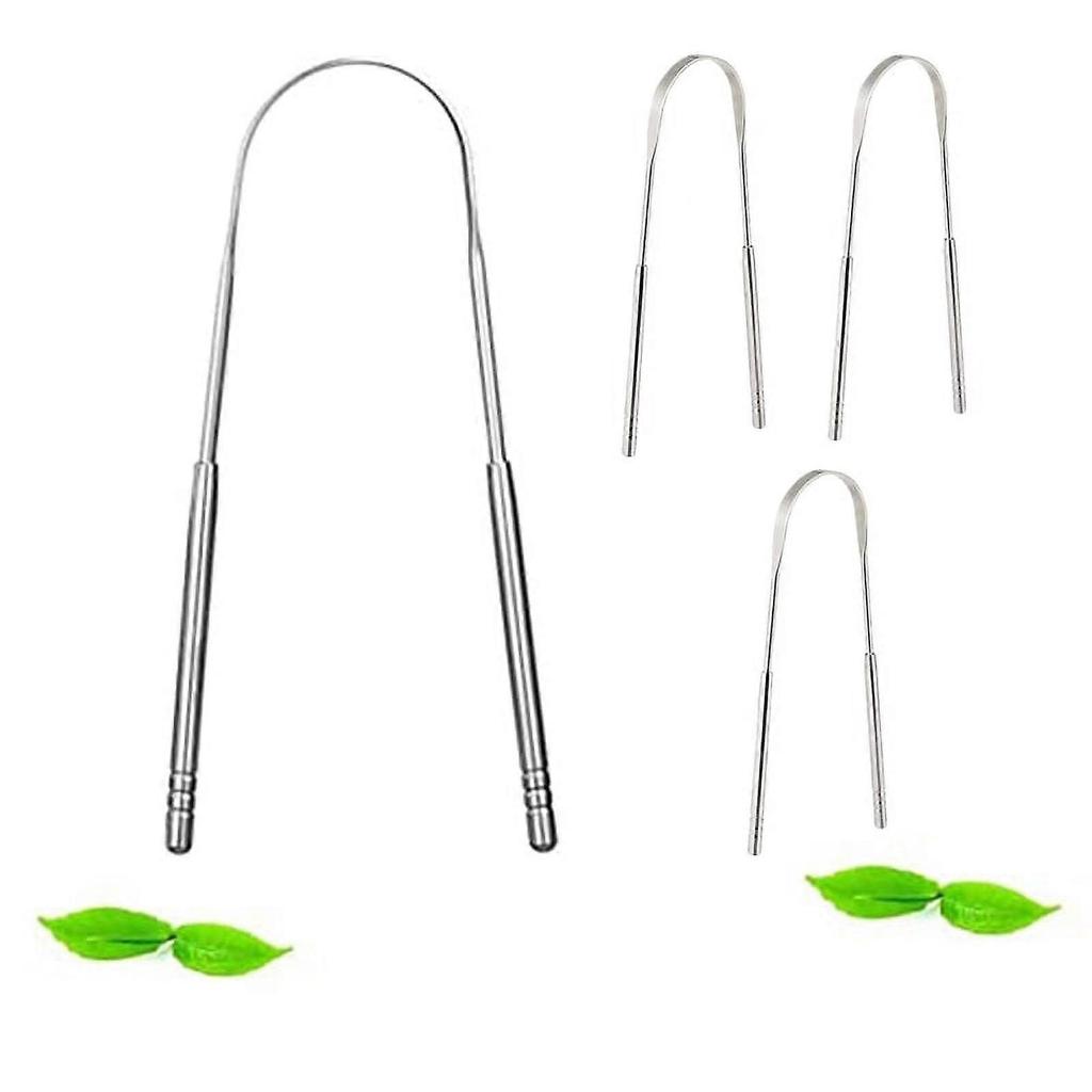 Tutuviw Tongue Cleaner Scraper, Surgical Grade Stainless Steel, Non-Synthetic Grip – Sterilizable Tongue Brush (4 Pack)