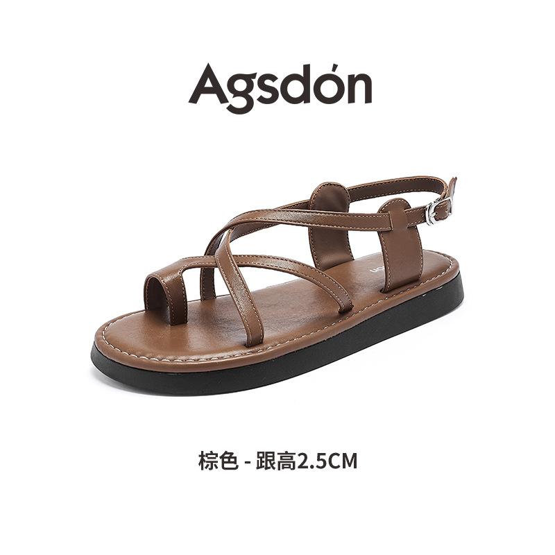 Augustine toe sandals girl 2025 new summer word with beautiful fairy wind soft bottom beach cool slippers
