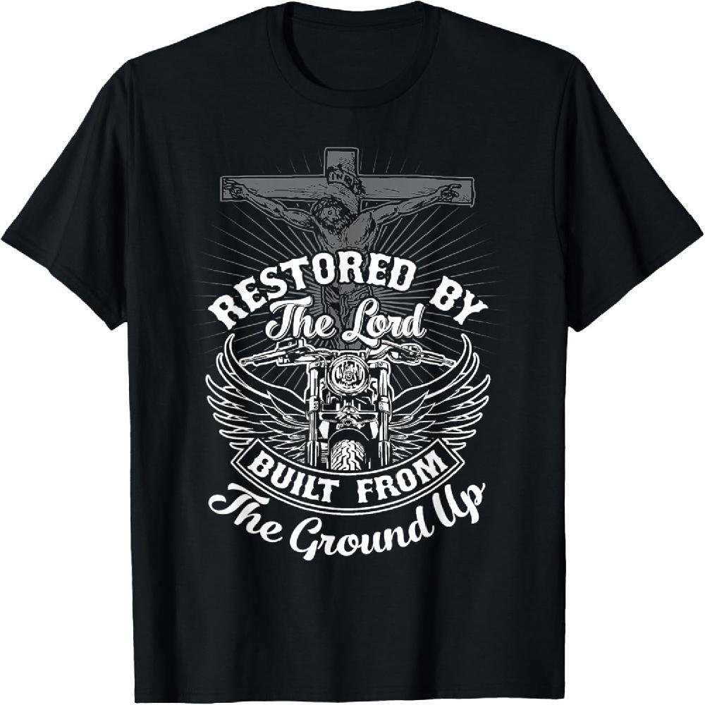 

Christian Biker Shirt Motorcycle Jesus Design Restored Lord T-Shirt XXXXXL чорний