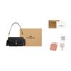 COACH Hadley Cow Leather Shoulder Bag Medium Womens Black