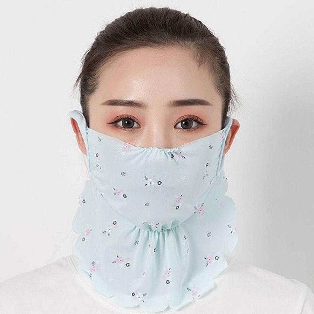 Flower Pattern Ice Silk Mask UV Protection Face Gini Mask Breathable Face Cover  Hiking