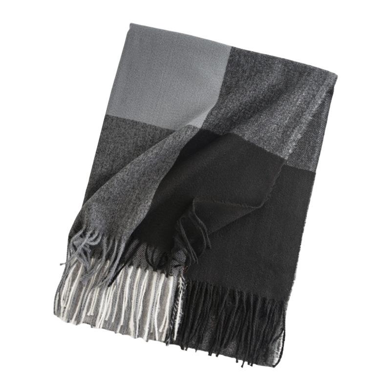 The Large Checkered Atmosphere Scarf Is Versatile Elegant and Warm for Commuting  It Is A High End Fringed Faux Cashmere Scarf Shawl
