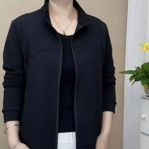 Abrigo de Moda de una Pieza para Otoño con Cuello Alto, Tallas Grandes, Casual, Doble Cremallera, para Mujer